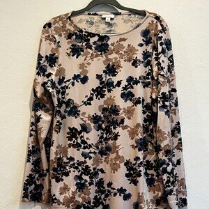 J Jill Velour 3/4 Length Sleeves Medium